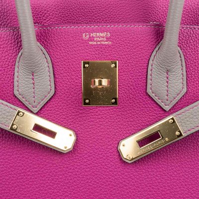 Hermès Birkin 30 Special Order HSS Rose Pourpre / Gris Asphalt Togo GHW