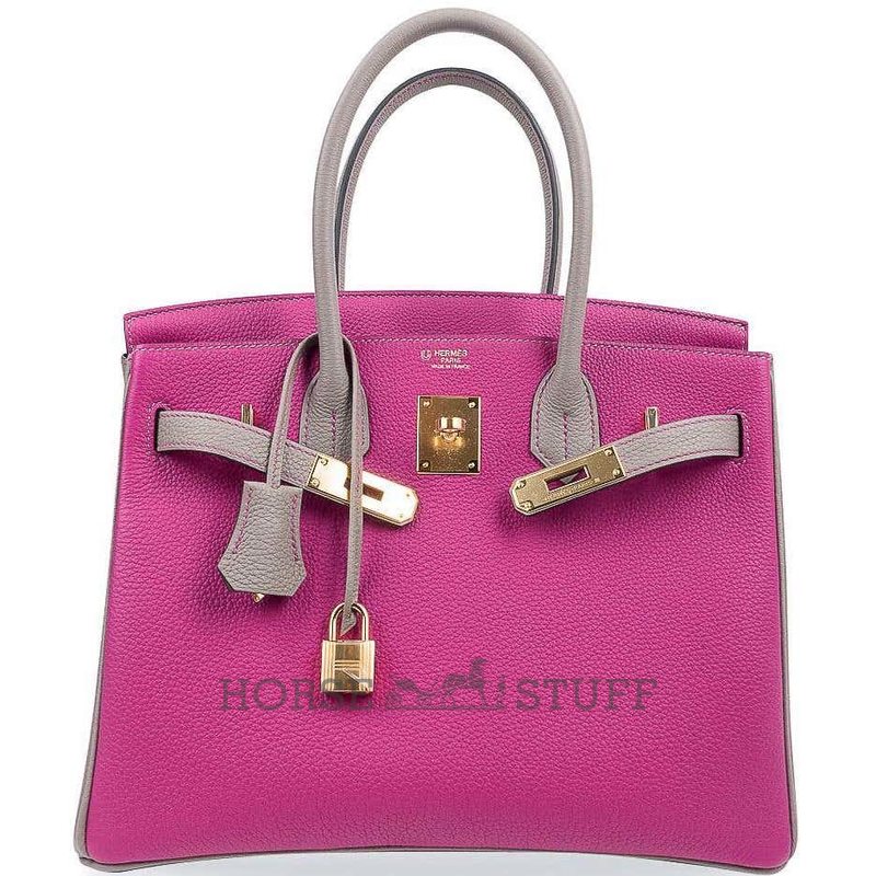 Hermès Birkin 30 Special Order HSS Rose Pourpre / Gris Asphalt Togo GHW