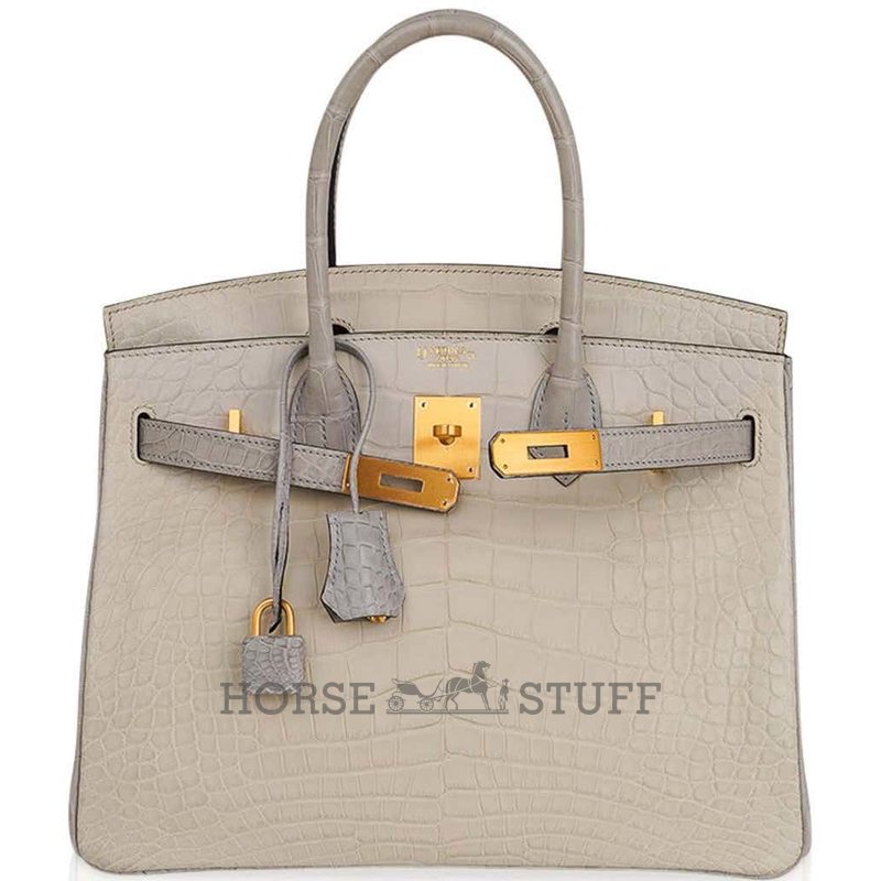 Hermès Birkin 30 Special Order HSS Beton / Gris Perle Matte Crocodile Alligator BGHW