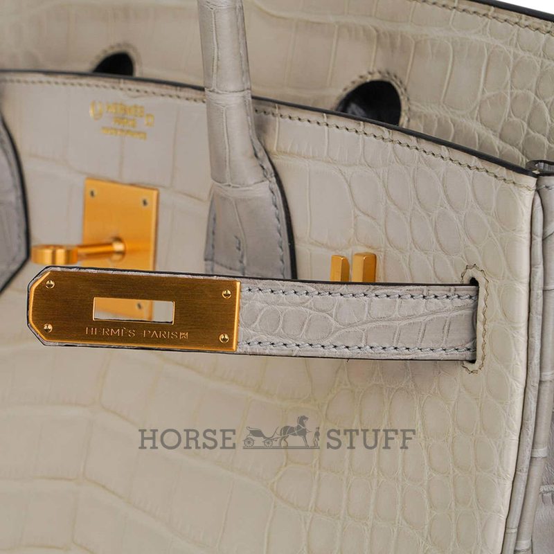 Hermès Birkin 30 Special Order HSS Beton / Gris Perle Matte Crocodile Alligator BGHW