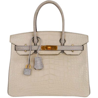 Hermès Birkin 30 Special Order HSS Beton / Gris Perle Matte Crocodile Alligator BGHW