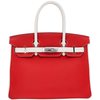 Hermès Birkin 30 Special Order HSS Rouge Casaque / White Clemence PHW