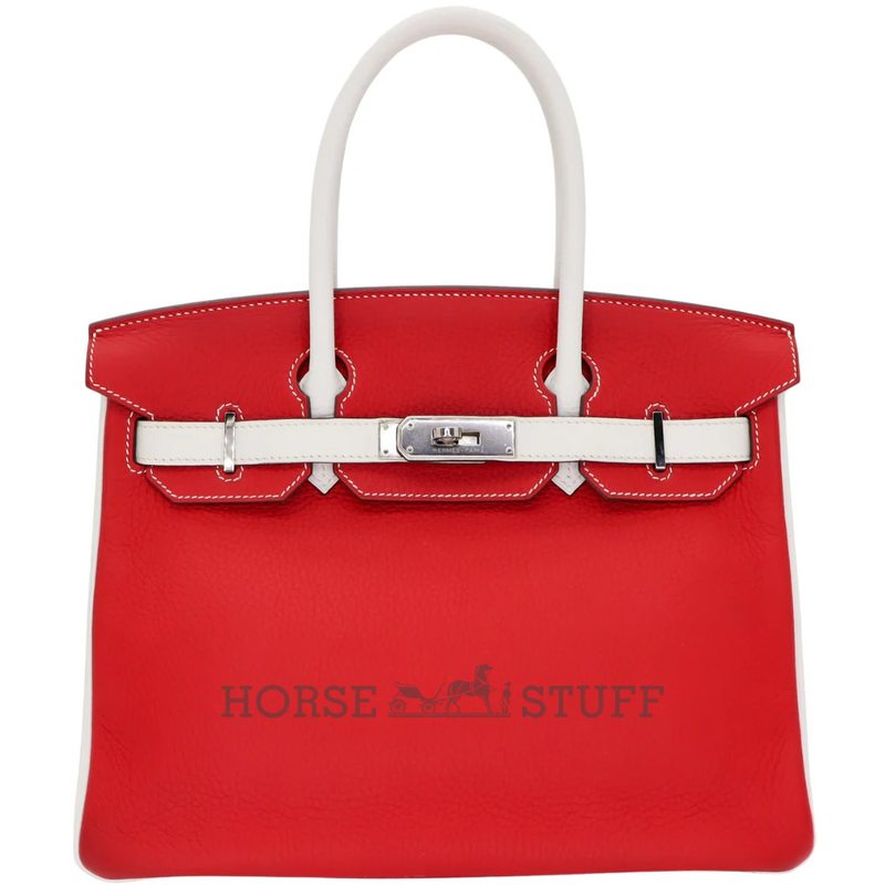 Hermès Birkin 30 Special Order HSS Rouge Casaque / White Clemence PHW