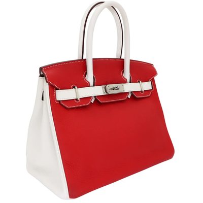 Hermès Birkin 30 Special Order HSS Rouge Casaque / White Clemence PHW