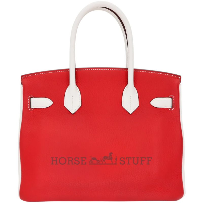 Hermès Birkin 30 Special Order HSS Rouge Casaque / White Clemence PHW