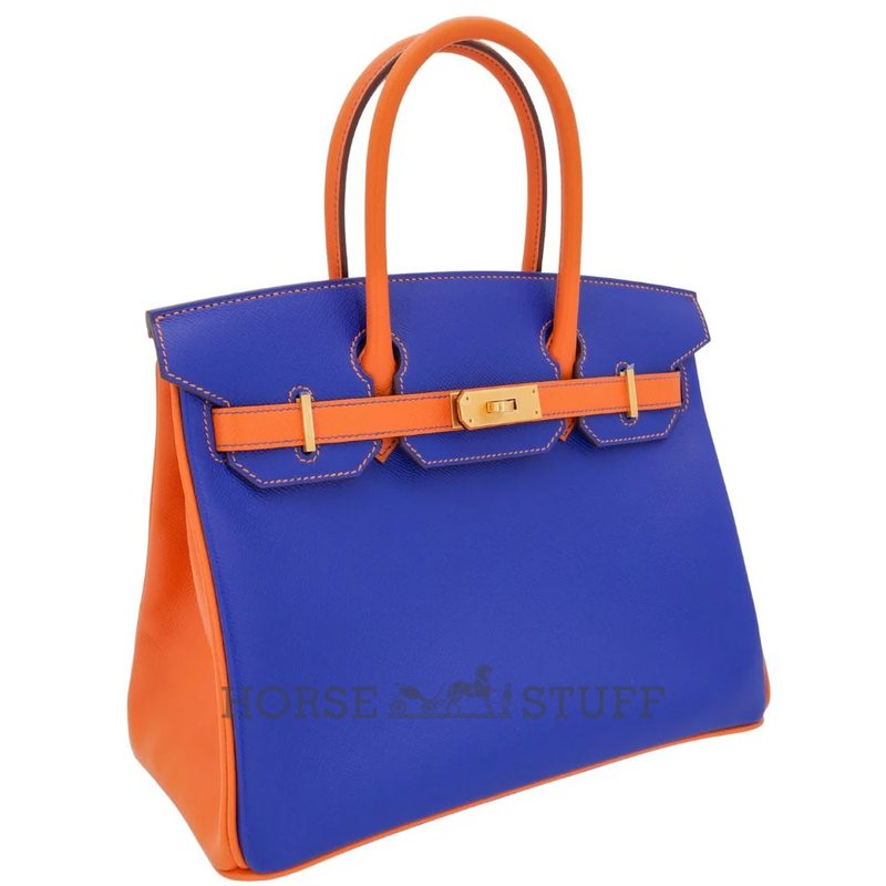 Hermès Birkin 30 Special Order HSS Blue Electrique / Orange Epsom BGHW