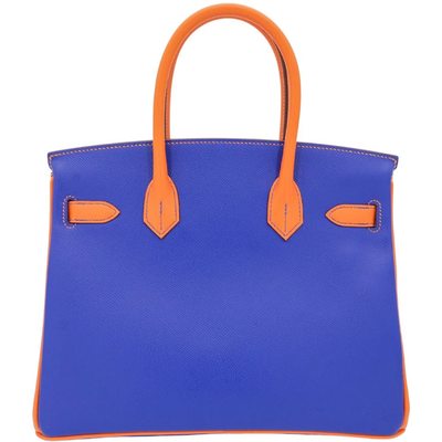 Hermès Birkin 30 Special Order HSS Blue Electrique / Orange Epsom BGHW