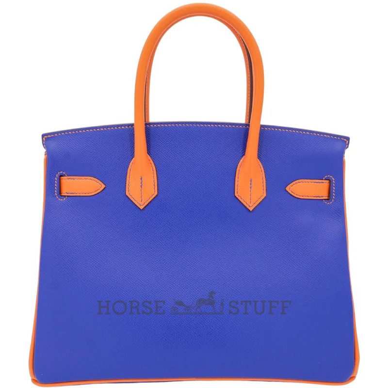 Hermès Birkin 30 Special Order HSS Blue Electrique / Orange Epsom BGHW