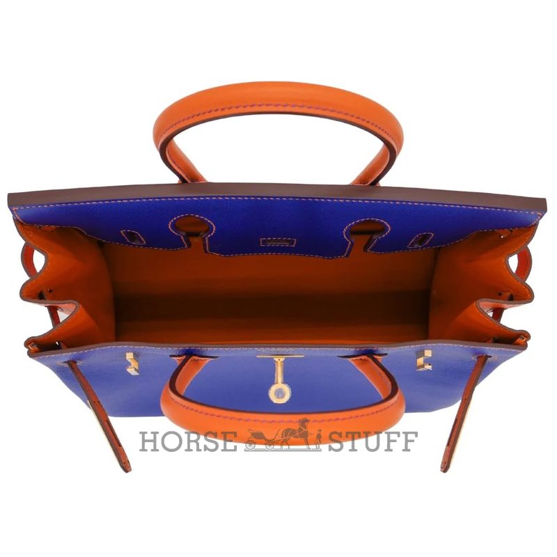 Hermès Birkin 30 Special Order HSS Blue Electrique / Orange Epsom BGHW