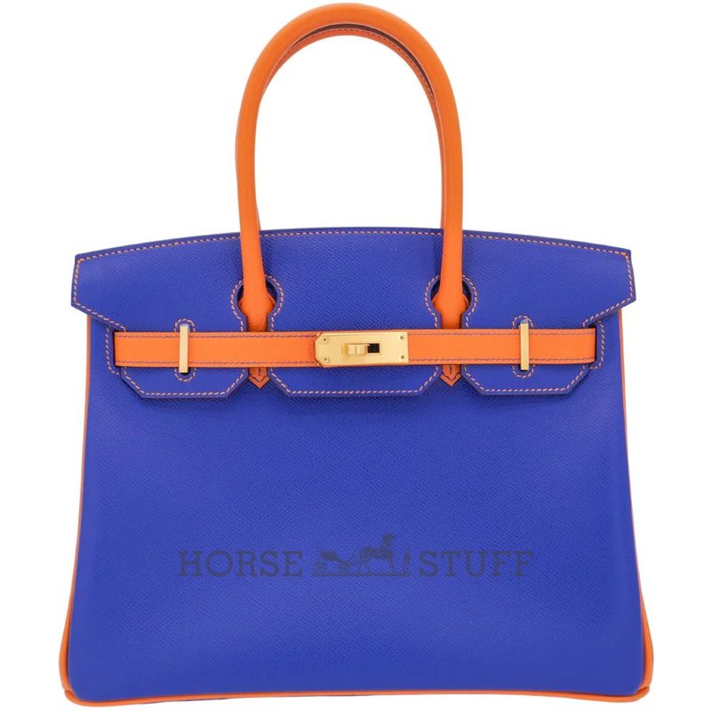 Hermès Birkin 30 Special Order HSS Blue Electrique / Orange Epsom BGHW