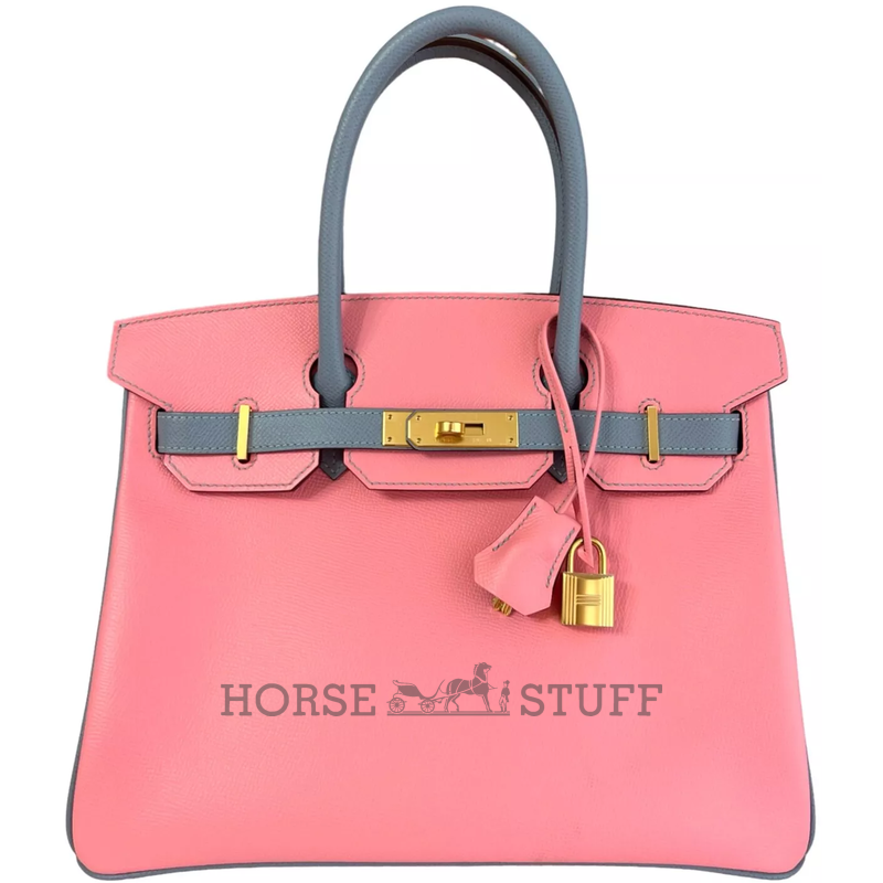 Hermès Birkin 30 Special Order HSS Rose Confetti / Blue Glacier Epsom GHW