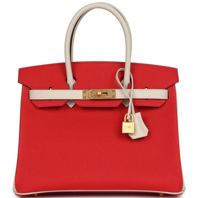 Hermès Birkin 30 Special Order HSS Rouge de Coeur / Craie Epsom GHW