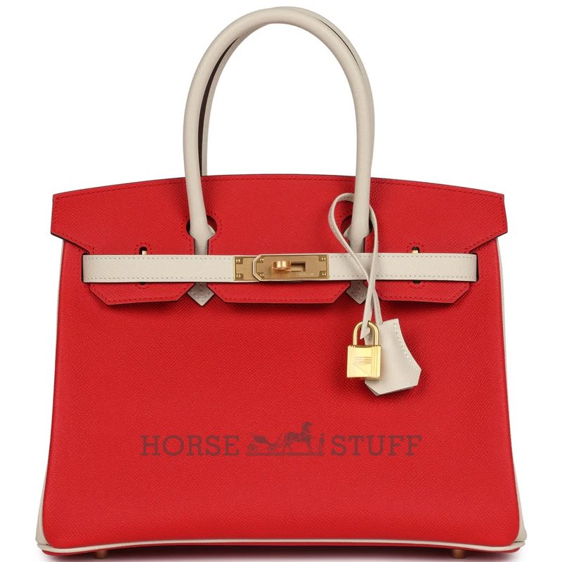 Hermès Birkin 30 Special Order HSS Rouge de Coeur / Craie Epsom GHW