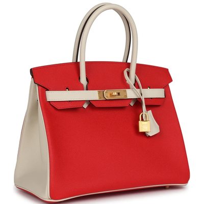 Hermès Birkin 30 Special Order HSS Rouge de Coeur / Craie Epsom GHW