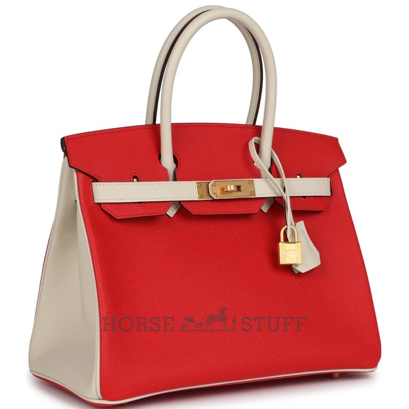 Hermès Birkin 30 Special Order HSS Rouge de Coeur / Craie Epsom GHW