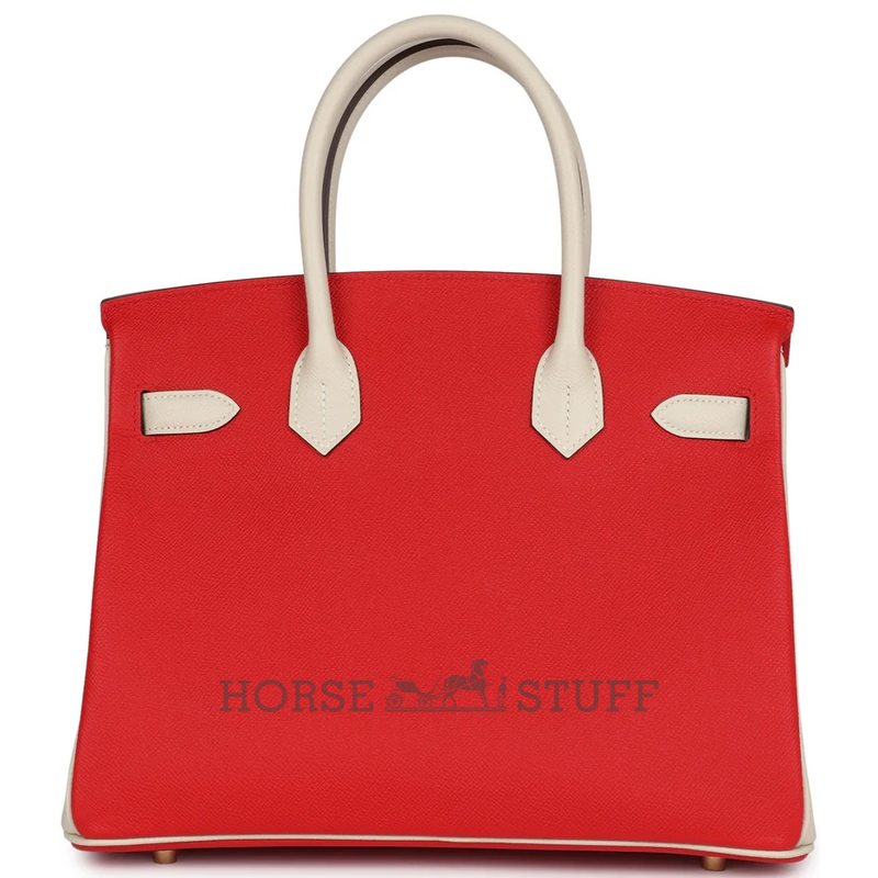 Hermès Birkin 30 Special Order HSS Rouge de Coeur / Craie Epsom GHW