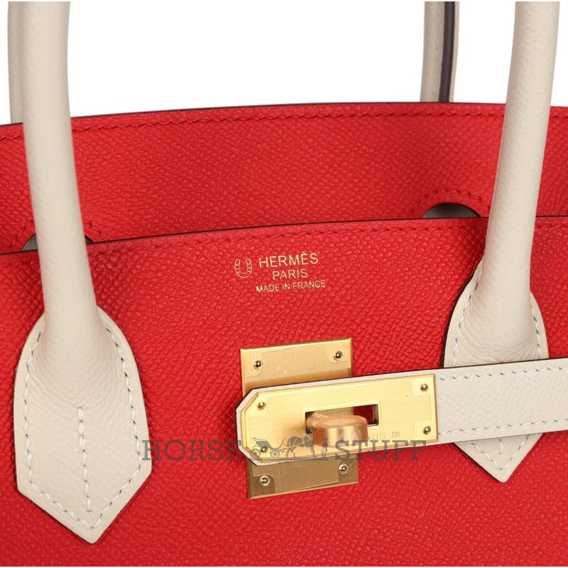 Hermès Birkin 30 Special Order HSS Rouge de Coeur / Craie Epsom GHW