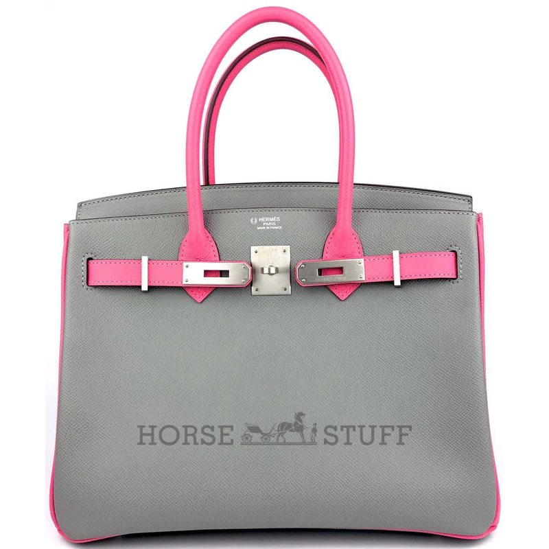 Hermès Birkin 30 Special Order HSS Gris Mouette / Rose Azalee Epsom BPHW