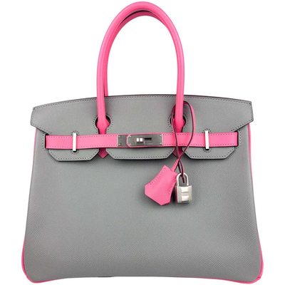 Hermès Birkin 30 Special Order HSS Gris Mouette / Rose Azalee Epsom BPHW