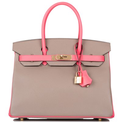 Hermès Birkin 30 Special Order HSS Gris Asphalt / Rose Azalee Epsom Permabrass