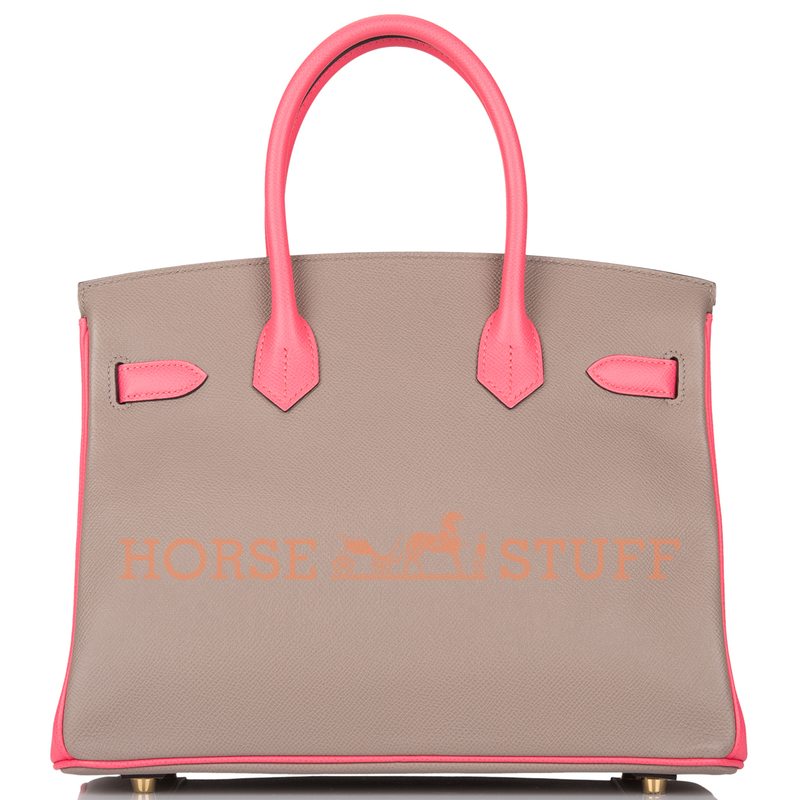 Hermès Birkin 30 Special Order HSS Gris Asphalt / Rose Azalee Epsom Permabrass