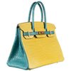 Hermès Birkin 30 Special Order HSS Mimosa / Blue Paon Crocodile Porosus BGHW