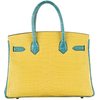 Hermès Birkin 30 Special Order HSS Mimosa / Blue Paon Crocodile Porosus BGHW