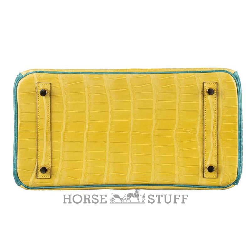 Hermès Birkin 30 Special Order HSS Mimosa / Blue Paon Crocodile Porosus BGHW