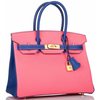 Hermès Birkin 30 Special Order HSS Rose Azalee / Blue Electrique Epsom BGHW