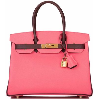 Hermès Birkin 30 Special Order HSS Rose Azalee / Bordeaux Epsom GHW