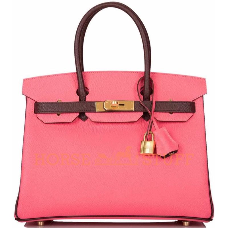 Hermès Birkin 30 Special Order HSS Rose Azalee / Bordeaux Epsom GHW