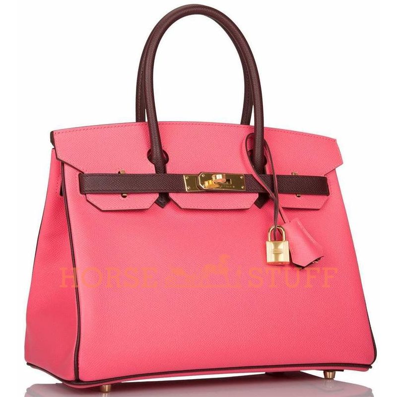 Hermès Birkin 30 Special Order HSS Rose Azalee / Bordeaux Epsom GHW