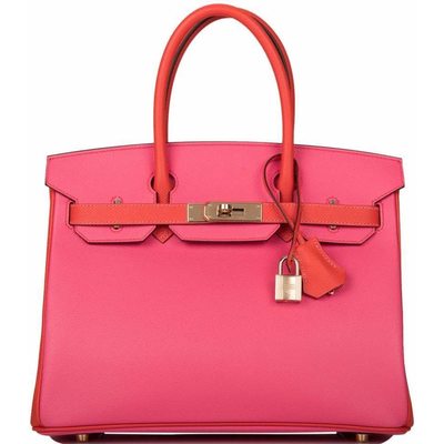 Hermès Birkin 30 Special Order HSS Rose Azalee / Feu Epsom Permabrass
