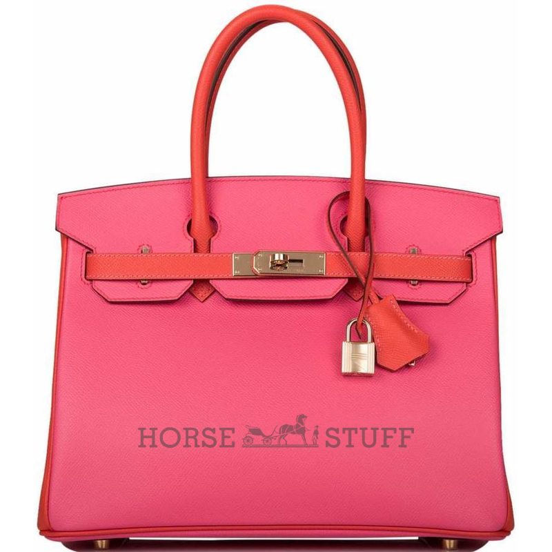 Hermès Birkin 30 Special Order HSS Rose Azalee / Feu Epsom Permabrass