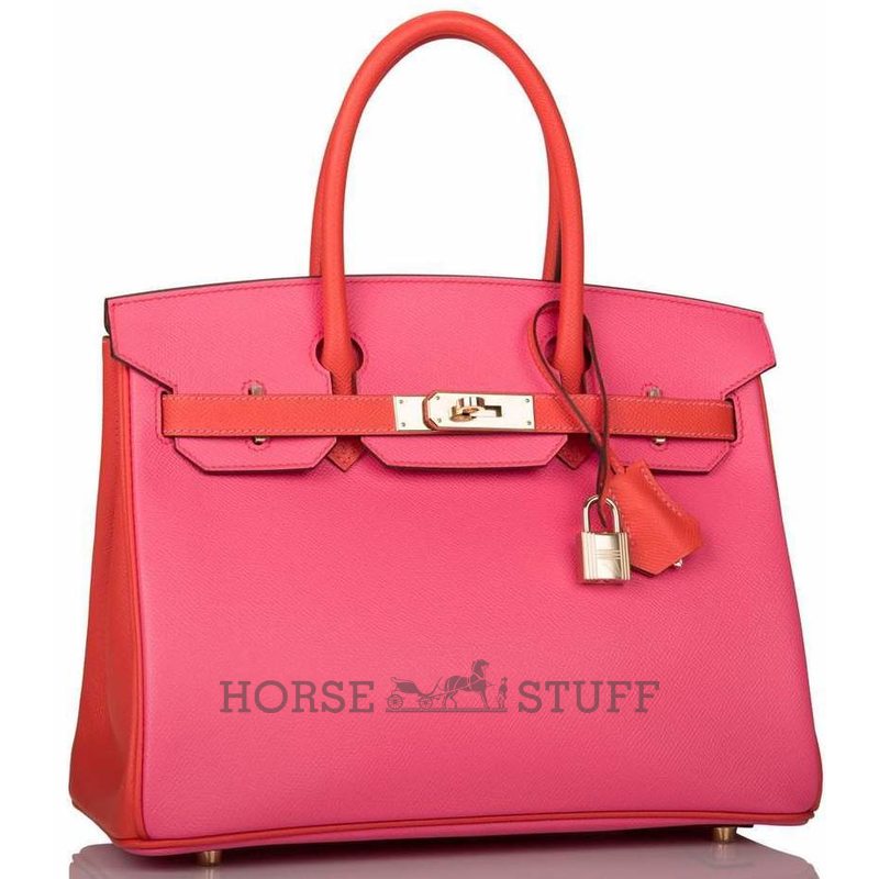 Hermès Birkin 30 Special Order HSS Rose Azalee / Feu Epsom Permabrass