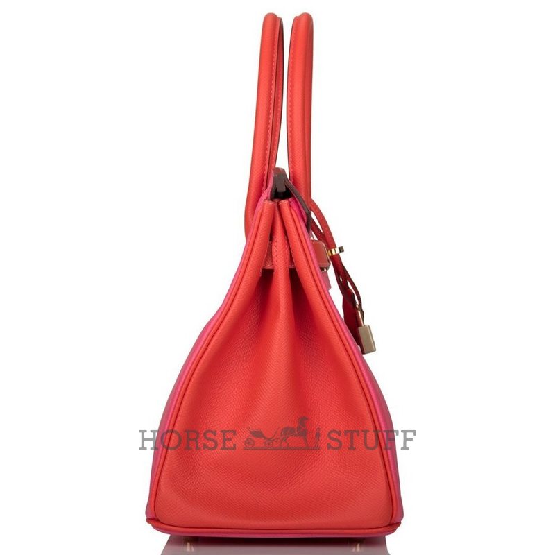 Hermès Birkin 30 Special Order HSS Rose Azalee / Feu Epsom Permabrass