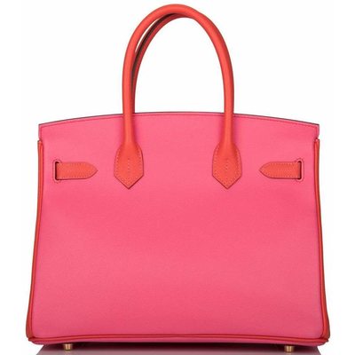 Hermès Birkin 30 Special Order HSS Rose Azalee / Feu Epsom Permabrass
