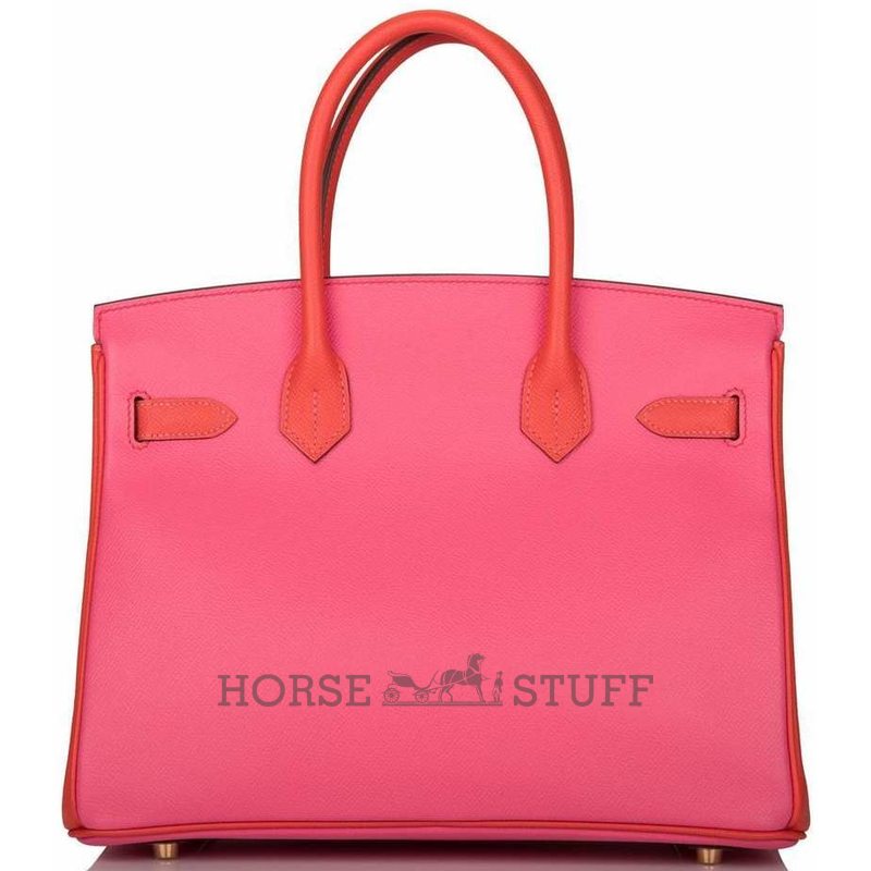 Hermès Birkin 30 Special Order HSS Rose Azalee / Feu Epsom Permabrass