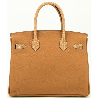 Hermès Birkin 30 Touch Caramel Togo / Tabac Camel Shiny Crocodile Niloticus GHW