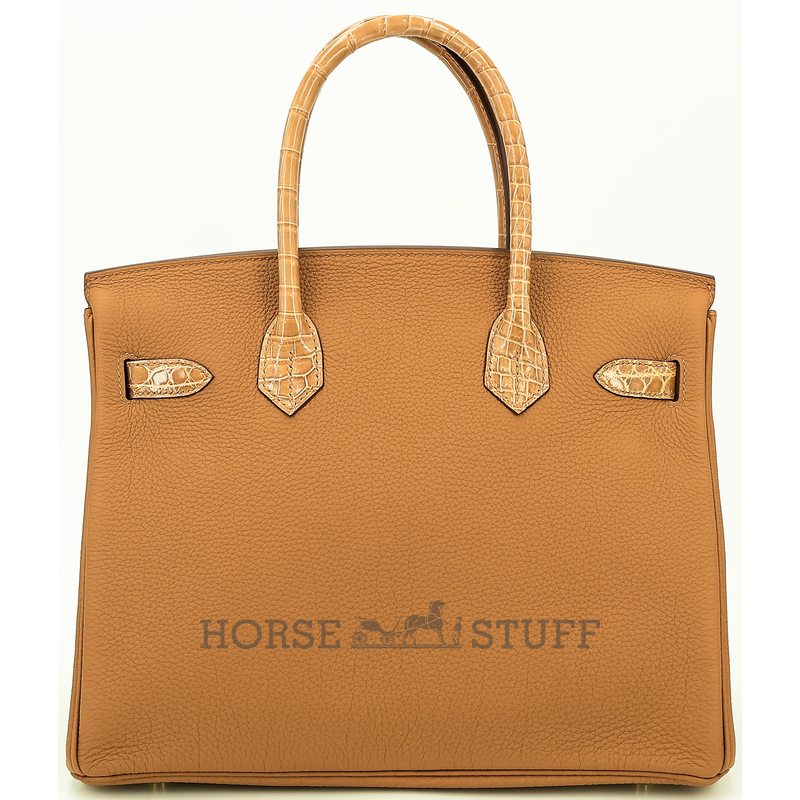 Hermès Birkin 30 Touch Caramel Togo / Tabac Camel Shiny Crocodile Niloticus GHW
