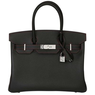 Hermès Birkin 30 Special Order HSS Verso with Contrast Stitching Black / Rouge H Epsom PHW