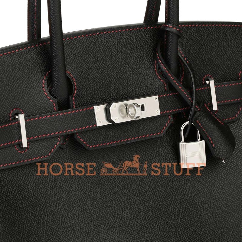 Hermès Birkin 30 Special Order HSS Verso with Contrast Stitching Black / Rouge H Epsom PHW