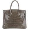 Hermès Birkin 30 Special Order HSS Verso Gris Tourterelle / Blue Sapphire Lisse Crocodile Porosus BGHW