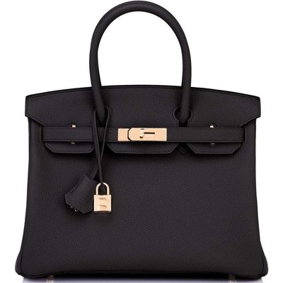 Hermès Birkin 30 Black Togo Rose GHW