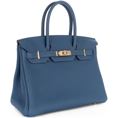 Hermès Birkin 30 Blue Tie Togo Permabrass