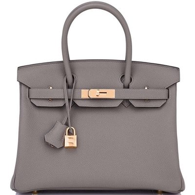 Hermès Birkin 30 Gris Meyer Togo Rose GHW