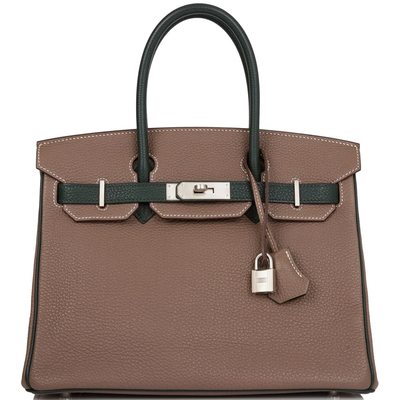 Hermès Birkin 30 Special Order HSS Etoupe / Vert Fonce Togo BPHW