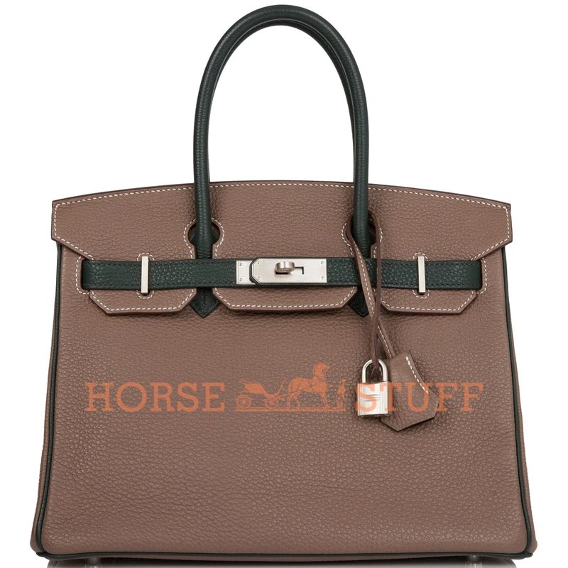 Hermès Birkin 30 Special Order HSS Etoupe / Vert Fonce Togo BPHW