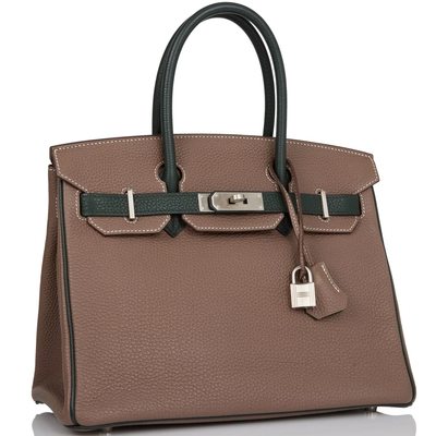 Hermès Birkin 30 Special Order HSS Etoupe / Vert Fonce Togo BPHW