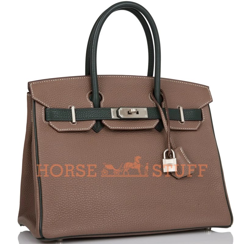 Hermès Birkin 30 Special Order HSS Etoupe / Vert Fonce Togo BPHW